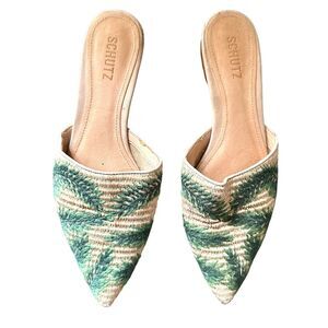 SCHUTZ Palm‎ Raffia Mules Sz 8.5